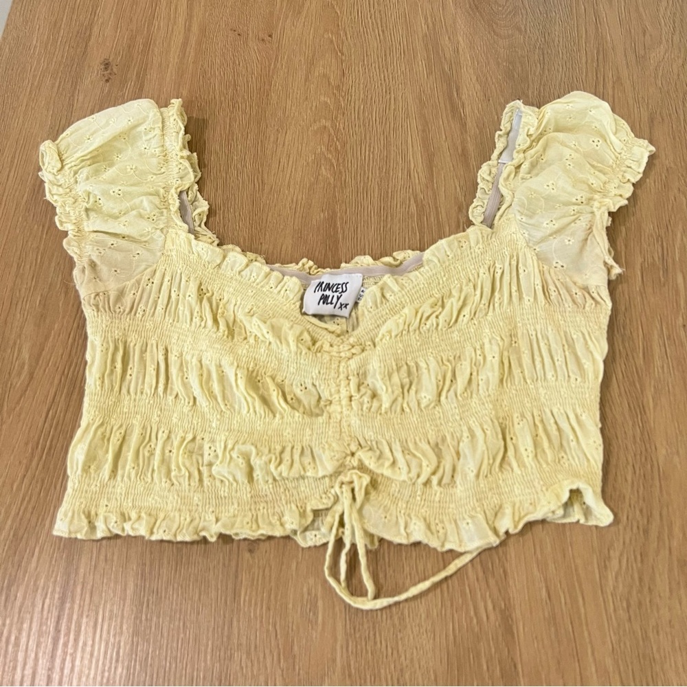 Princess Polly Yellow Ruched Crop Blouse